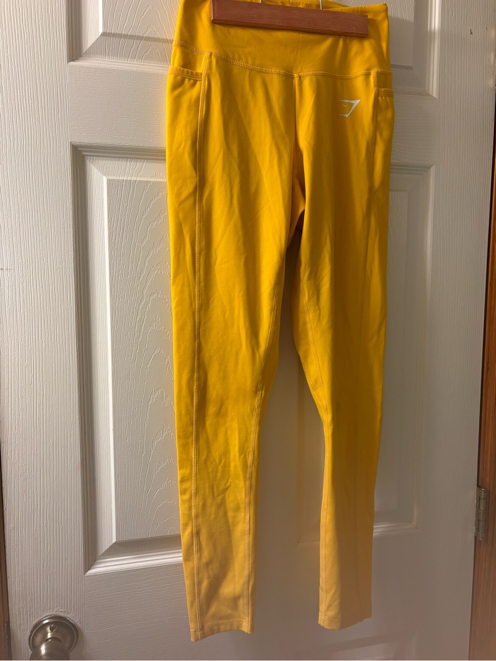 Gymshark Yellow High Waist Leggings Side Pockets Athletic Workout Pants